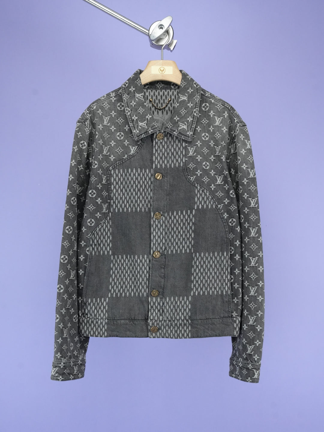 Louis Vuitton / Nigo Giant Damier Waves MNGM Denim Jacket Noir