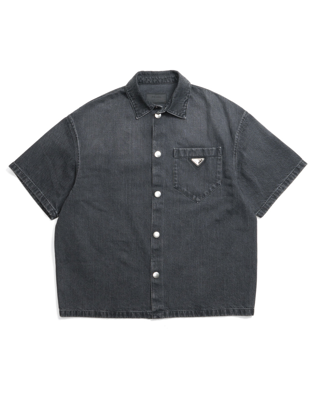 Prada Triangle Logo Denim Shirt Black