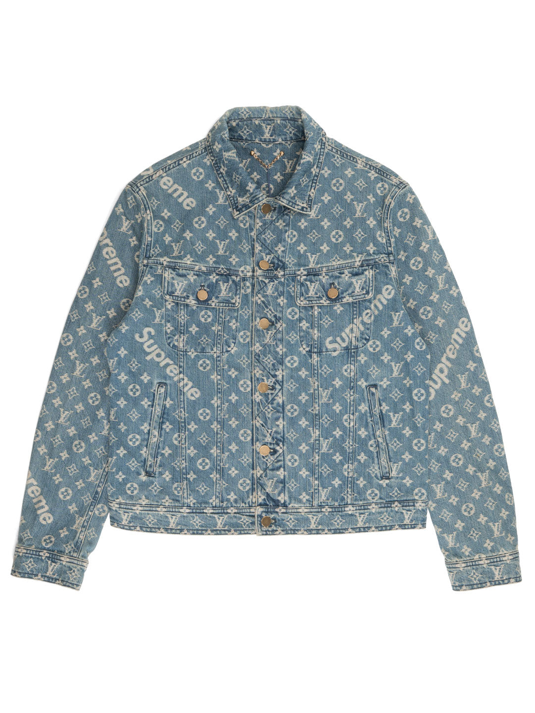 Louis Vuitton / Supreme Jacquard Denim Trucker Jacket Blue