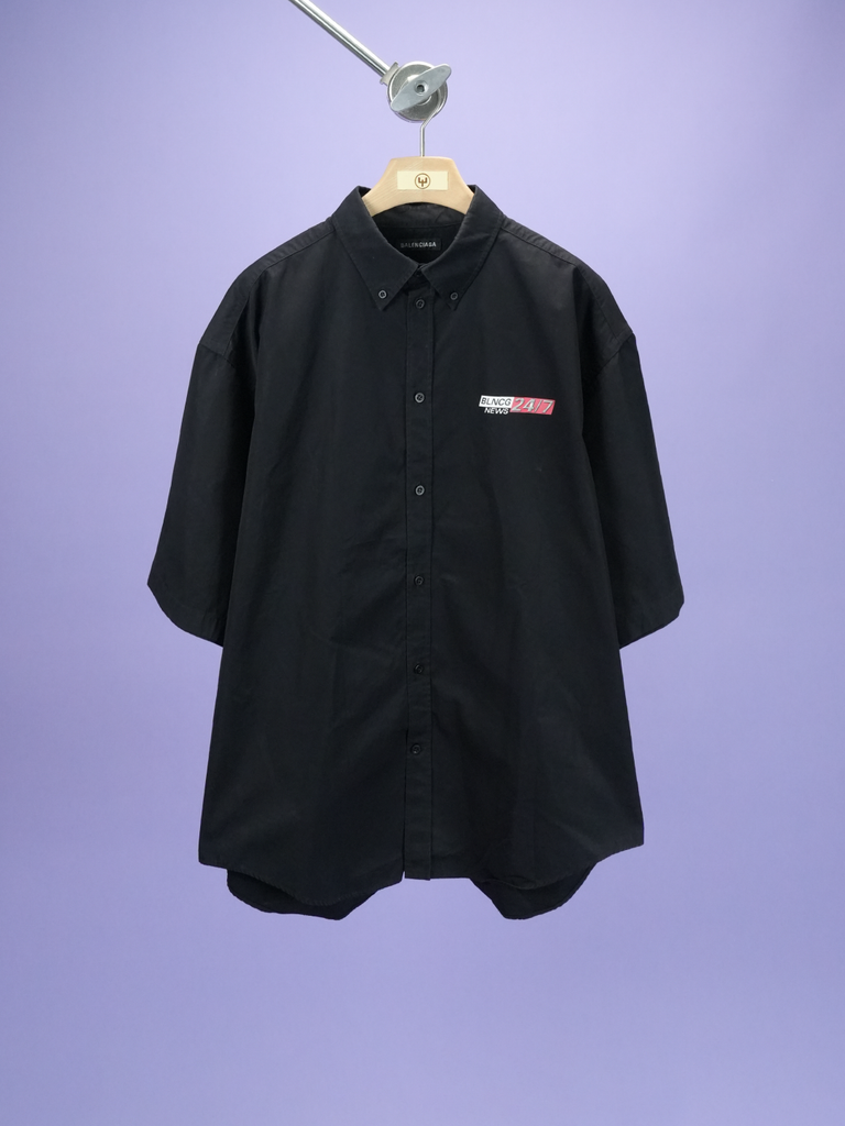 Balenciaga BLNCG News 24/7 Button Shirt Black