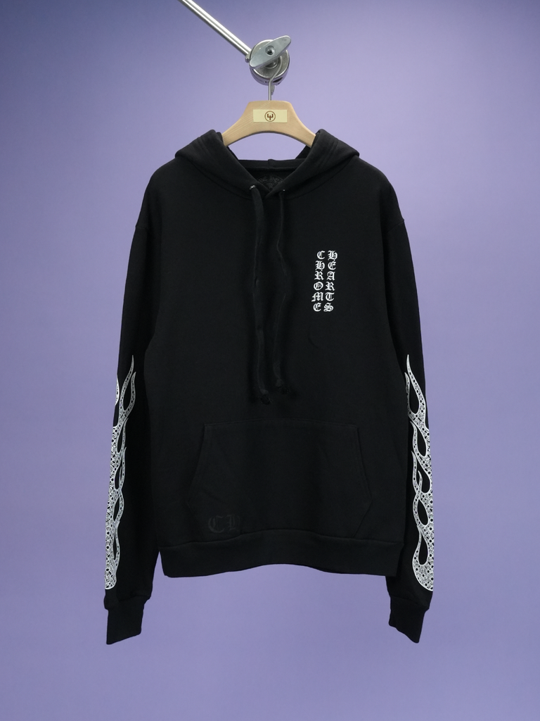 Chrome Hearts Flame Sleeve Hoodie Black