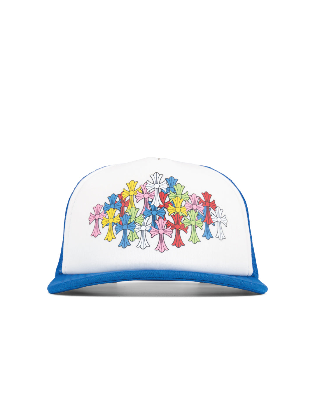 Multi Color Cross Trucker Hat Blue/White
