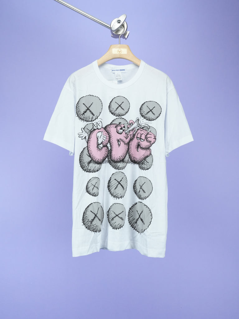 CDG / Kaws T-Shirt White/Pink/Grey