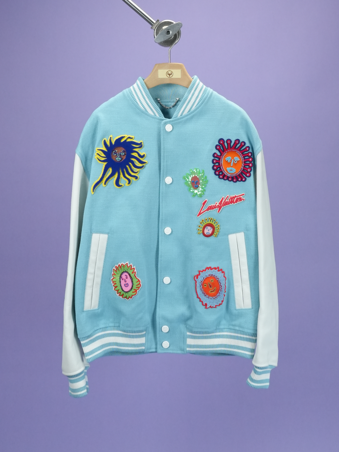 Louis Vuitton / Yayoi Kusama Faces Embroidered Varsity Jacket Blue