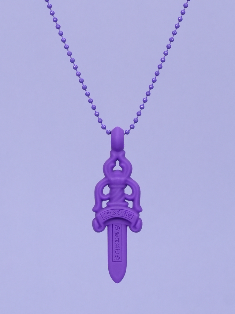 Chrome Hearts Dagger Necklace In Silicone Purple