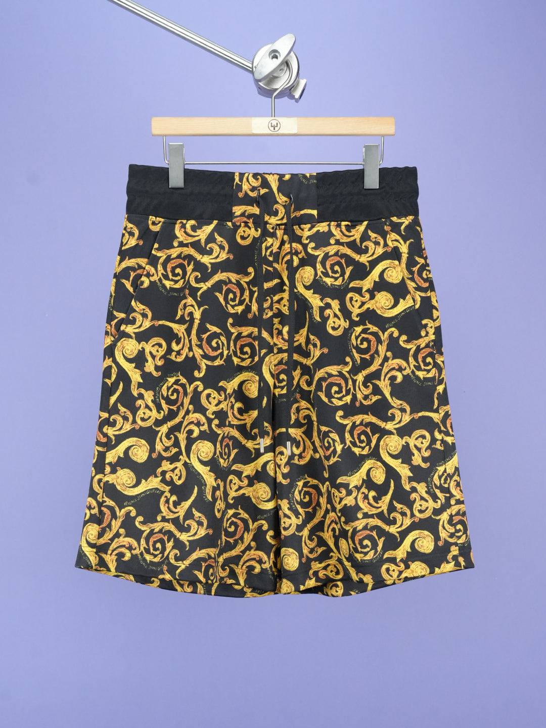 Versace Baroque Print Knee Length Shorts Black