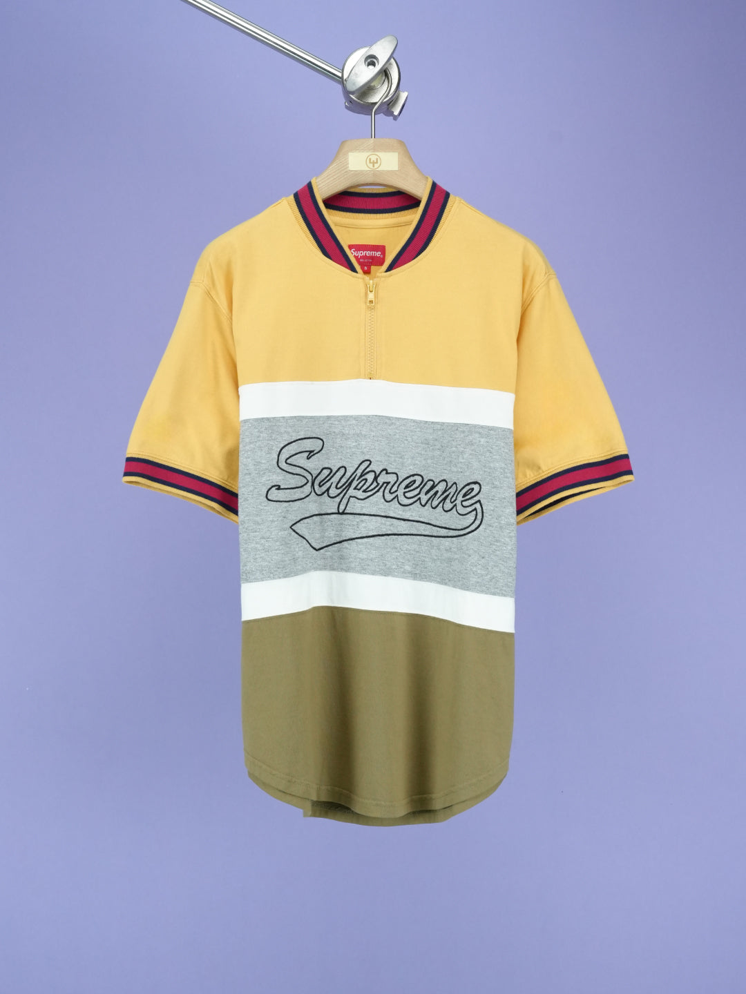 Supreme Half Zip S/S Baseball Top Yellow