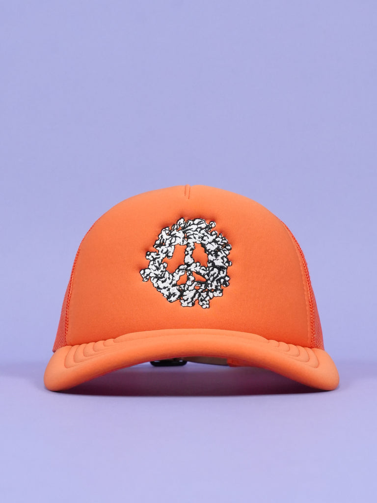 Denim Tears Cotton Peace Wreath Trucker Hat Orange