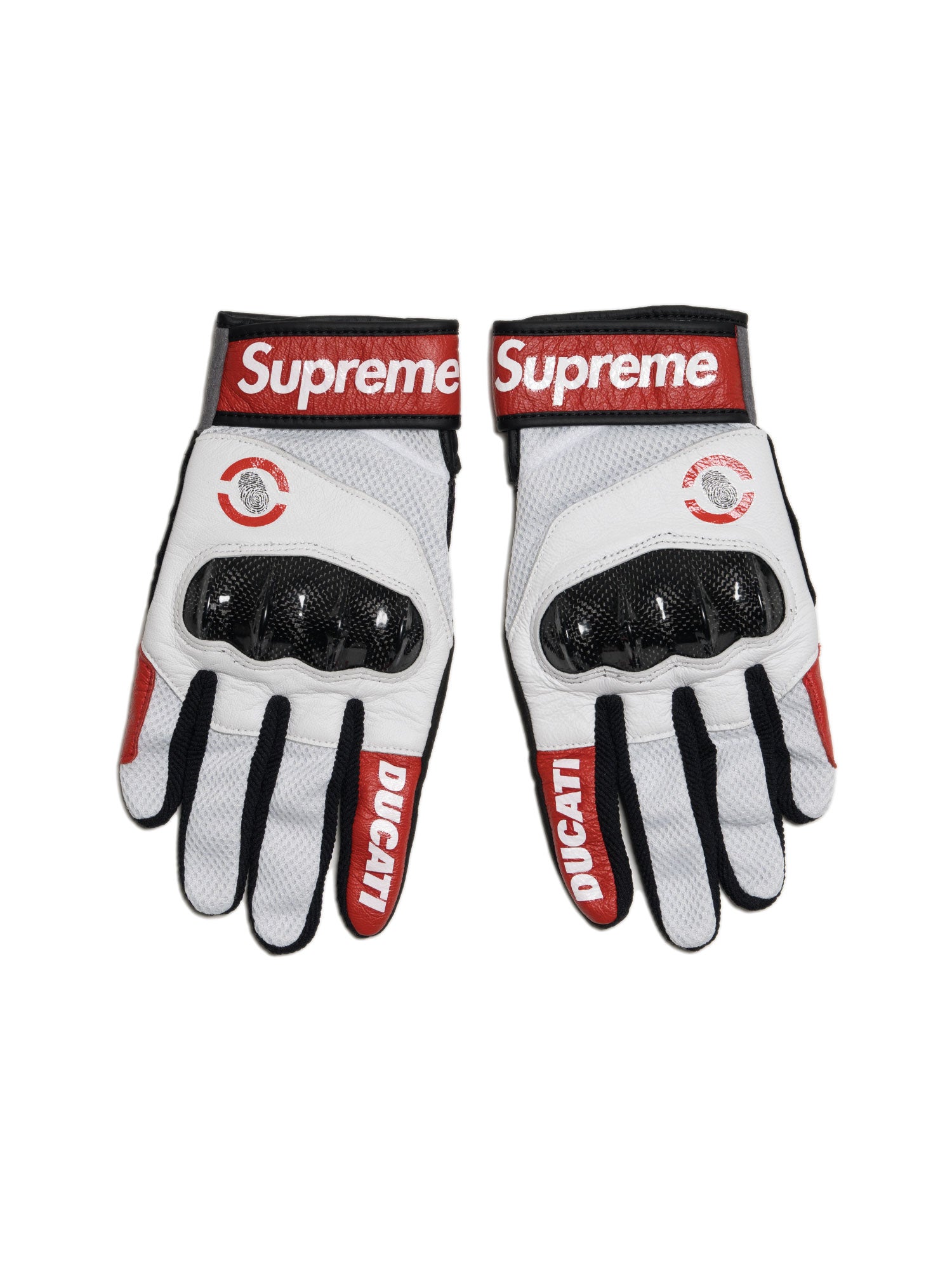 Supreme / Ducati C1 Leather Gloves White/Red