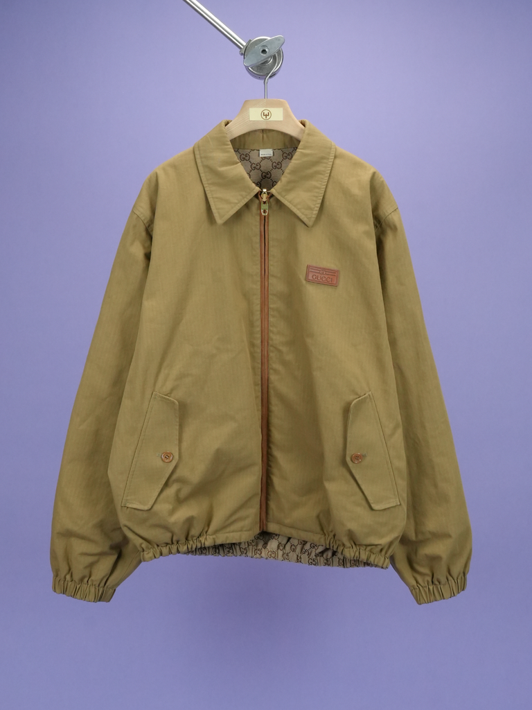 Gucci Reversible Khaki GG Jacket Brown