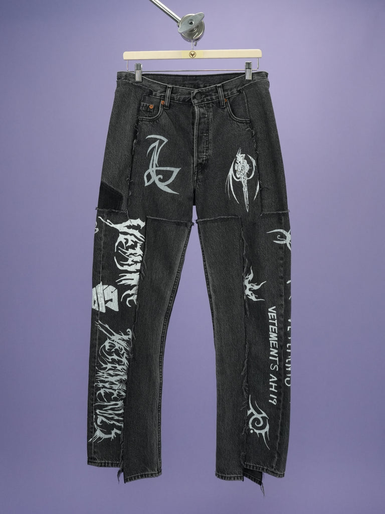 Vetements / Levi's Tribal Sticker Patchwork Jeans Black