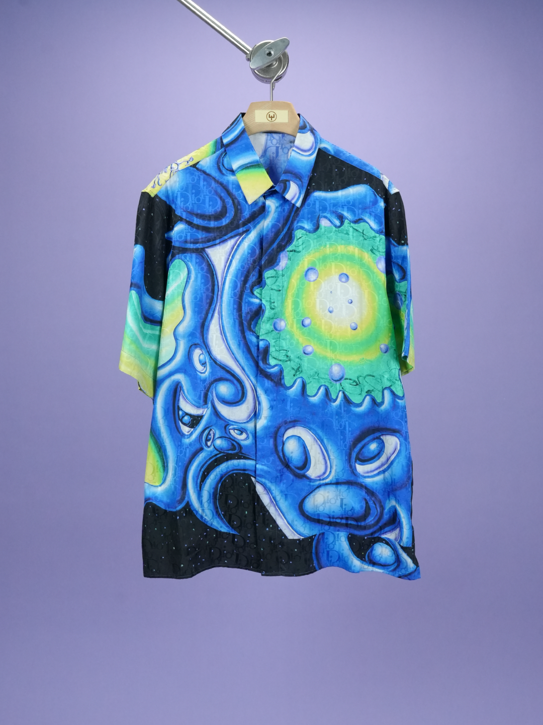 Dior	/ Kenny Scharf Silk Oblique Logo Shirt Blue