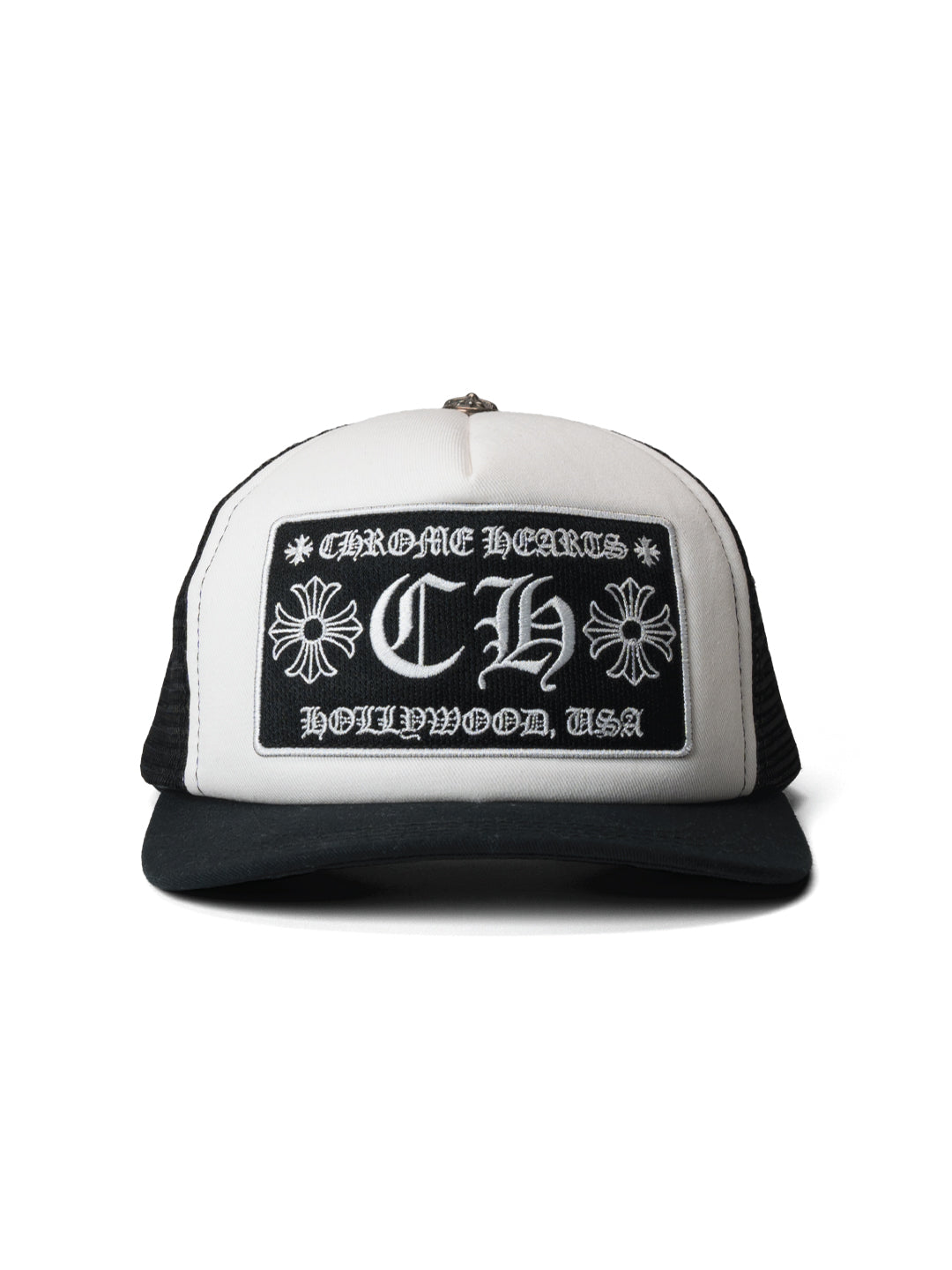 Chrome Hearts CH Hollywood Trucker Cap Black/White