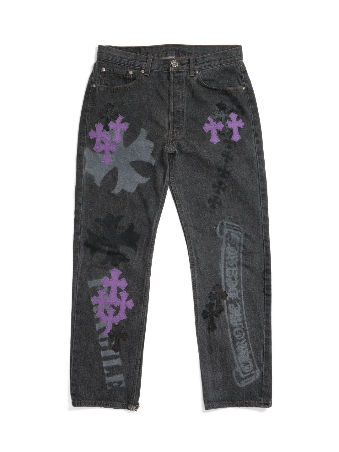 Chrome Hearts Vintage Levi's 501 Stencil Cross Patch Denim Pants Black