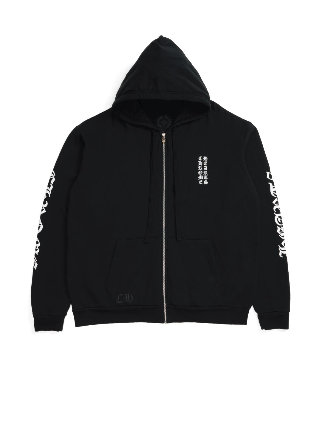 Chrome Hearts Vertical Logo FU Hood Zip Up Hoodie Black