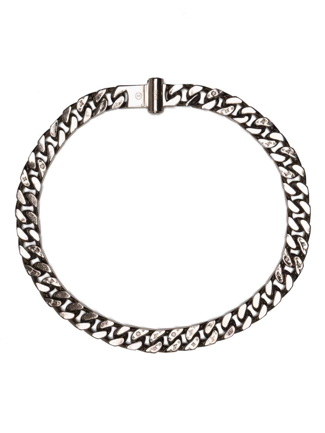 Louis Vuitton	Chain Links Necklace Engraved Monogram Silver