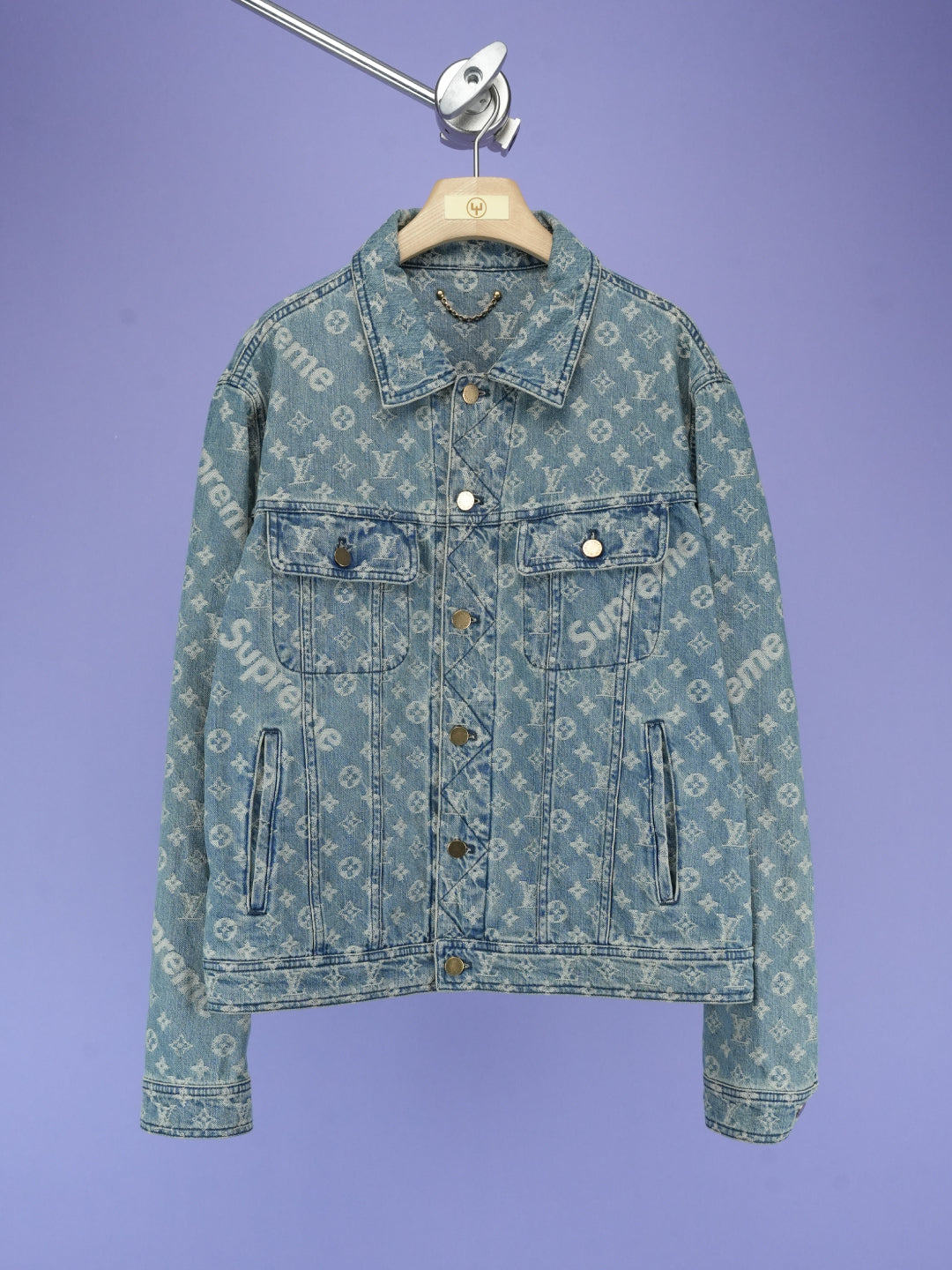 Louis Vuitton / Supreme Jacquard Denim Trucker Jacket Blue