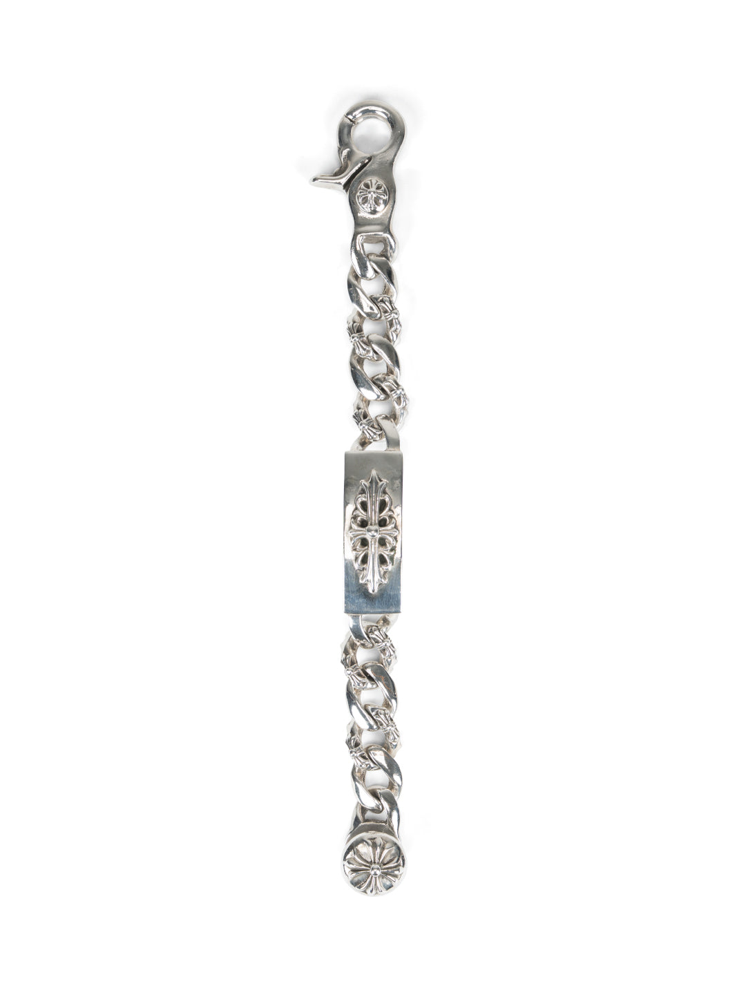 Floral Cross ID Bracelet Silver