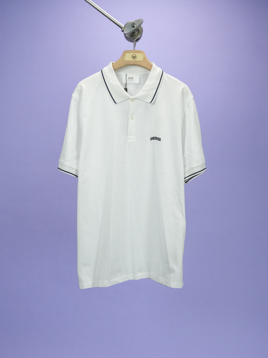 Ami Logo Embroidered Polo Shirt White