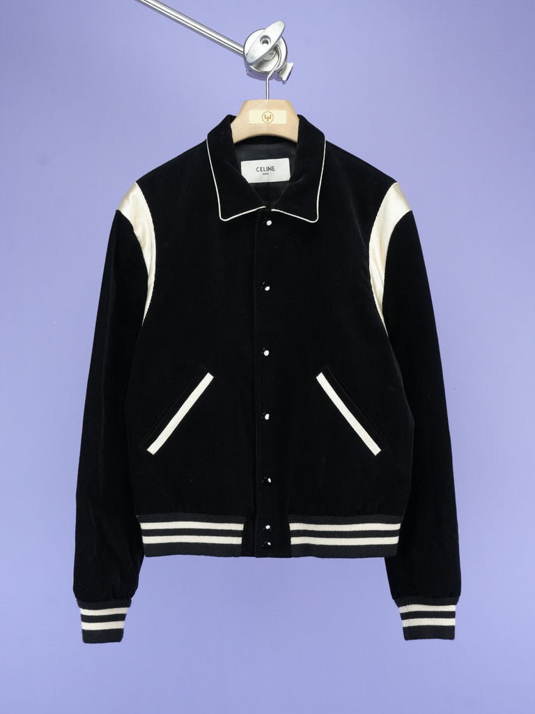 Celine Teddy Jacket In Corduroy Black