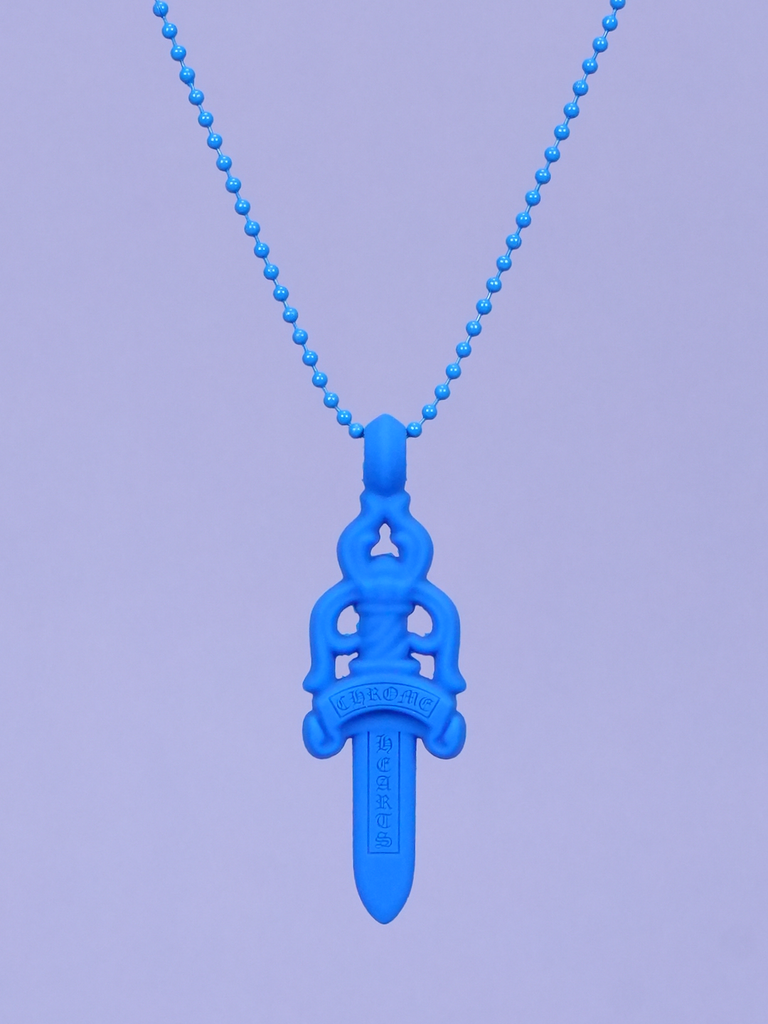 Chrome Hearts Dagger Necklace In Silicone Blue