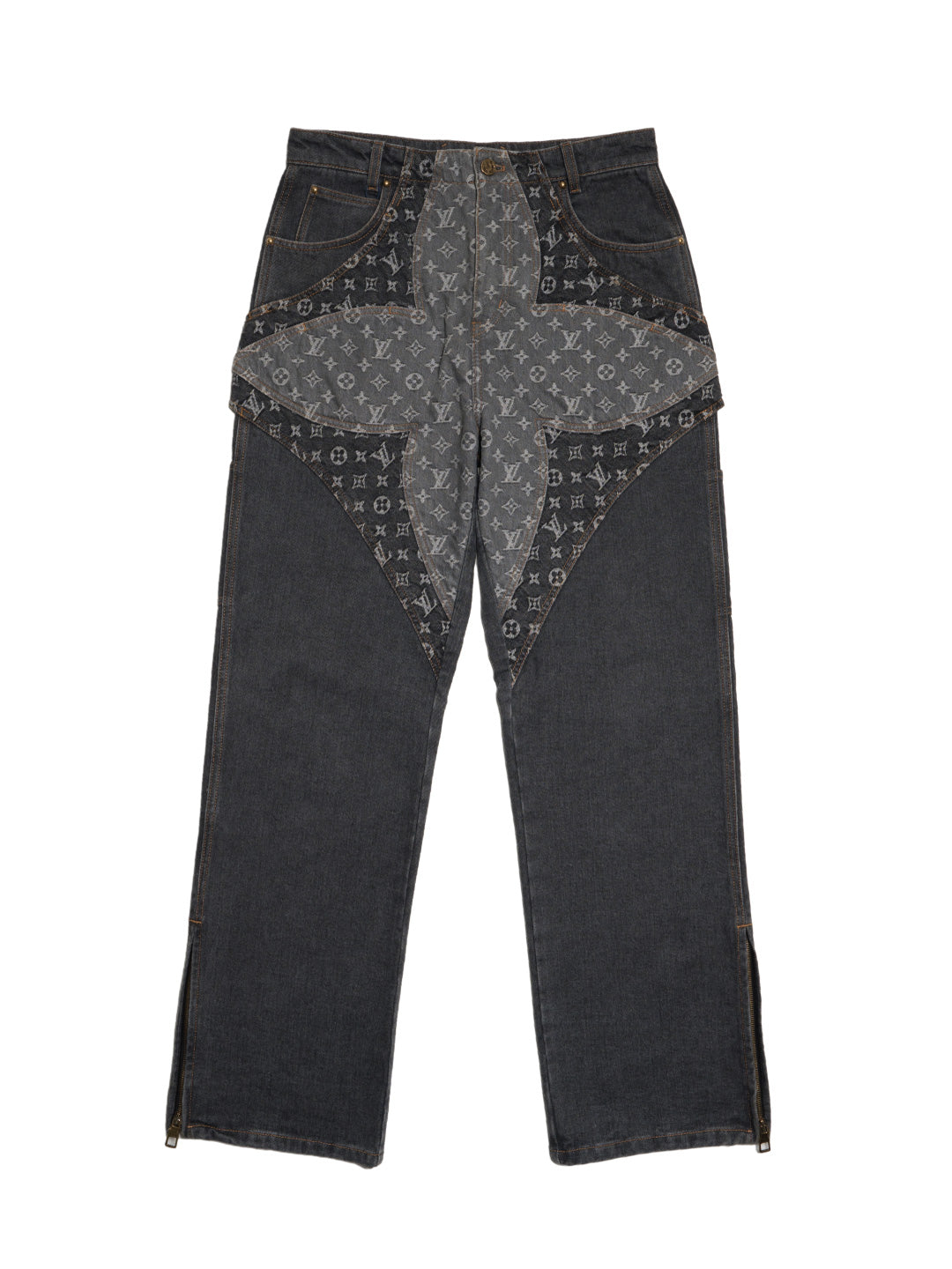 Louis Vuitton Monogram Flower Denim Pants Black