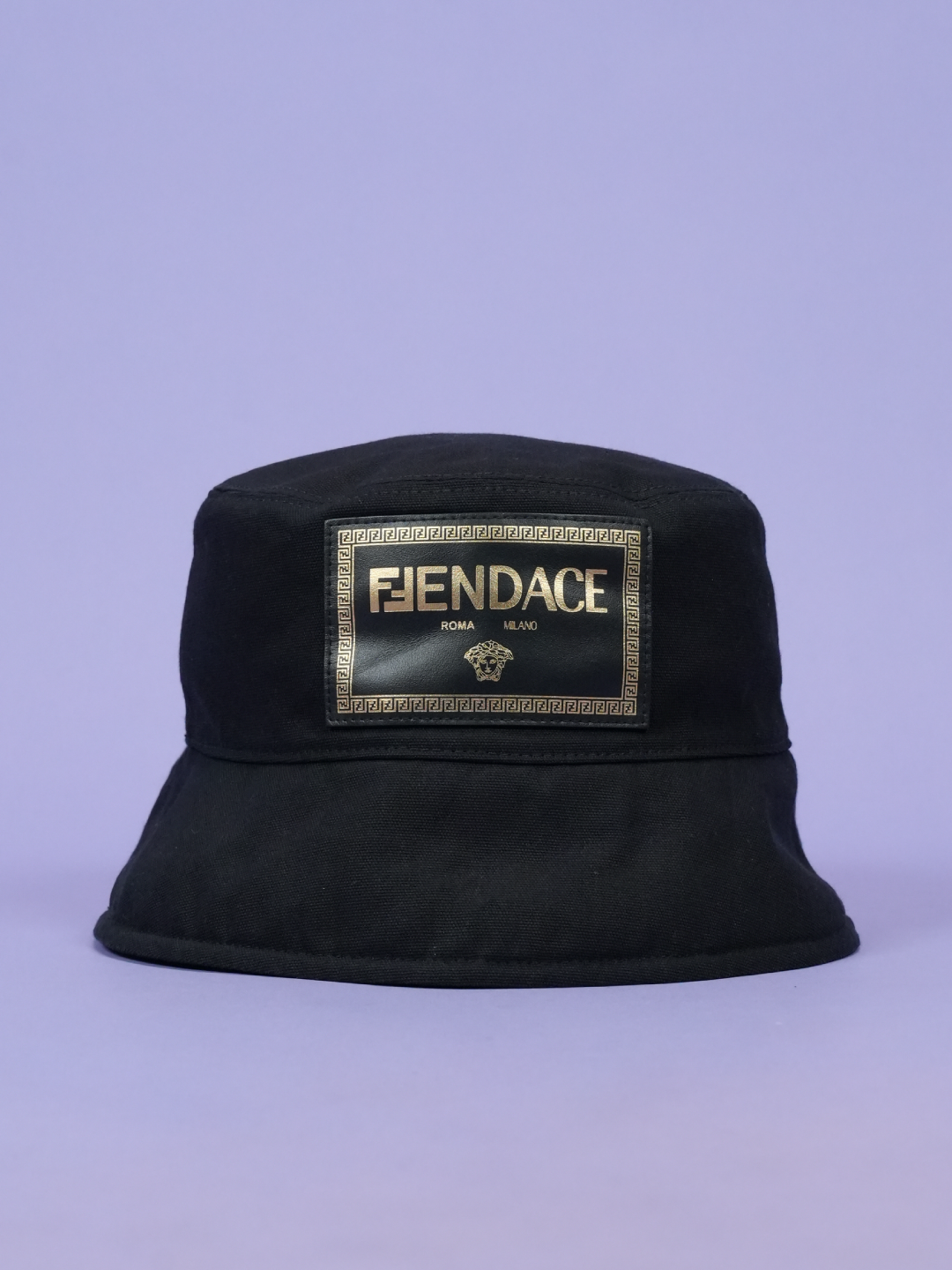 Fendi / Versace Canvas Logo Bucket Hat	Black