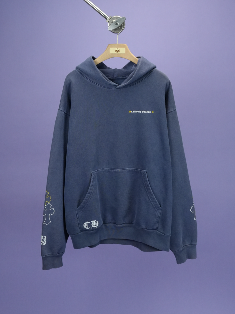 Chrome Hearts / Drake Certified Chrome Hand Dyed Hoodie (Miami Exclusive) Washed Blue