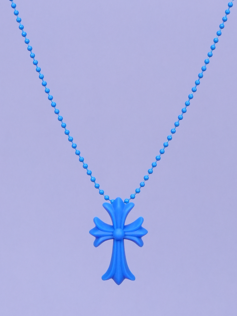 Chrome Hearts Cross Necklace In Silicone Blue