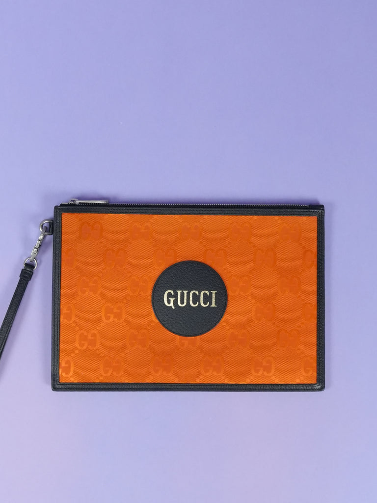 Gucci GG Nylon Off The Grid Clutch Orange