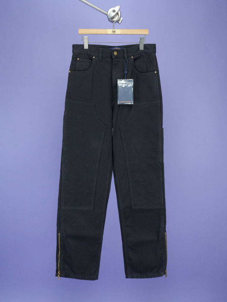 Louis Vuitton Monogram Detail Carpenter Denim Pants Black