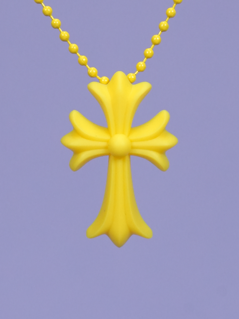 Chrome Hearts Cross Necklace In Silicone Yellow