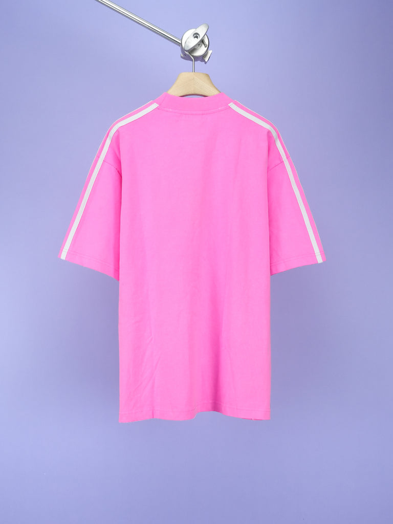 Balenciaga / Adidas Logo Print T-Shirt Neon Pink