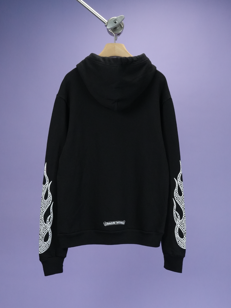 Chrome Hearts Flame Sleeve Hoodie Black