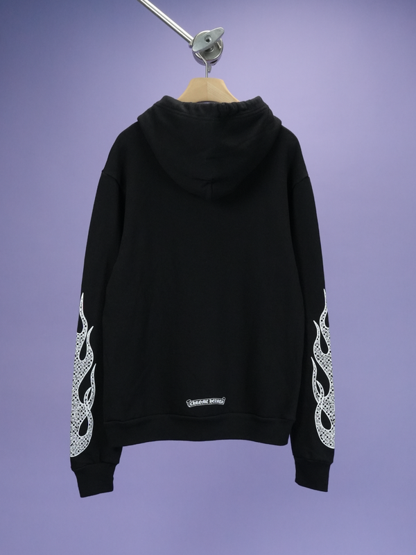 Chrome Hearts Flame Sleeve Hoodie Black