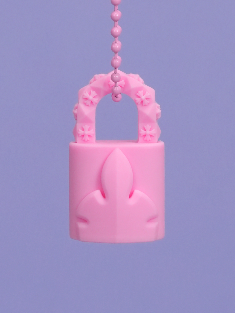 Chrome Hearts Padlock Necklace In Silicone Pink