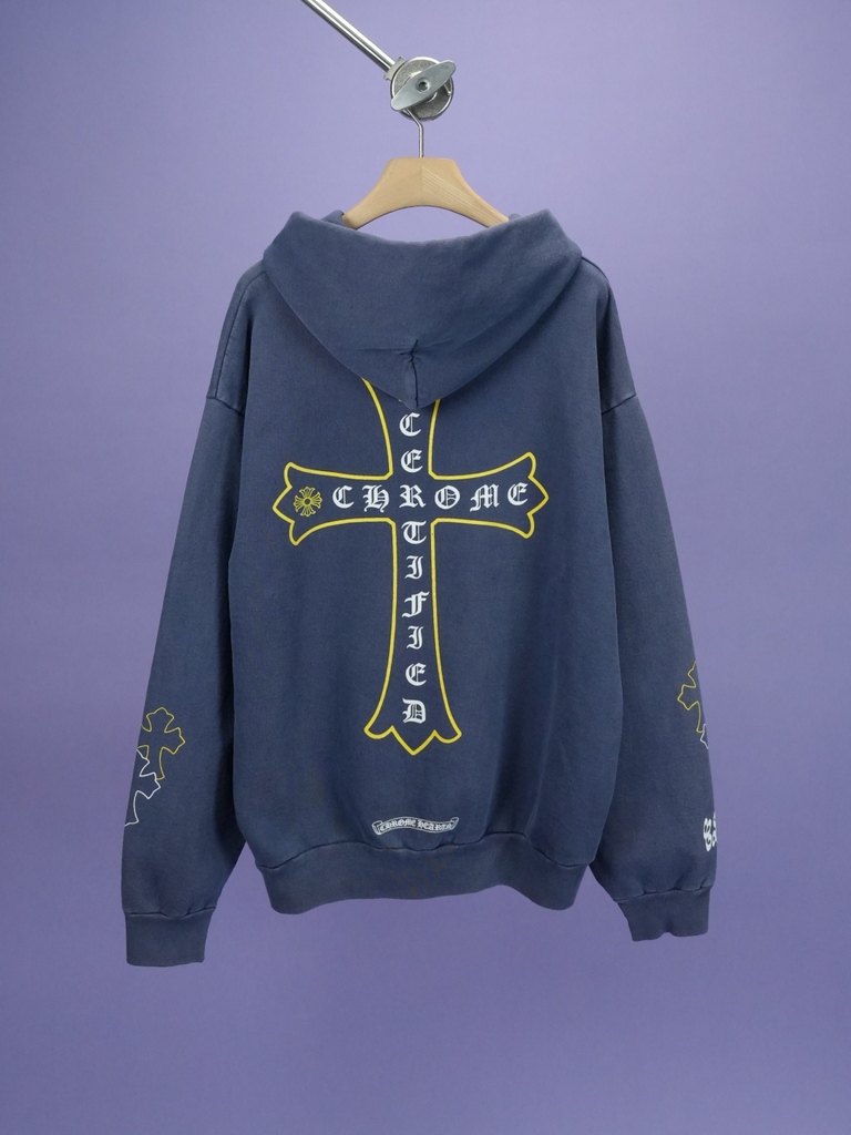 Chrome Hearts / Drake Certified Chrome Hand Dyed Hoodie (Miami Exclusive) Washed Blue