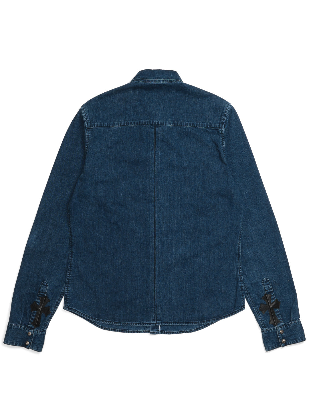 Chrome Hearts Denim Shirt Leather Cross Patch Blue