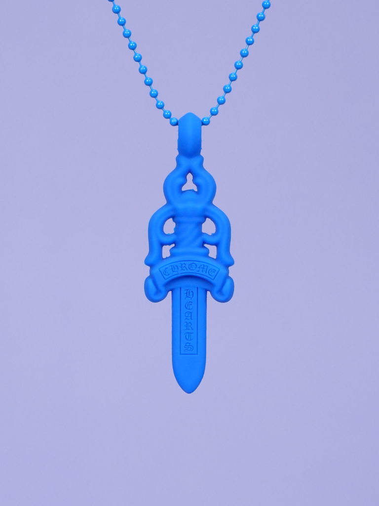 Chrome Hearts Dagger Necklace In Silicone Blue