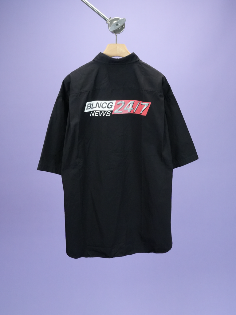 Balenciaga BLNCG News 24/7 Button Shirt Black