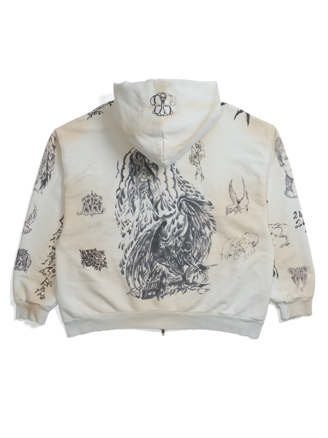 Balenciaga Tattoo Zip-up Hoodie Off-White