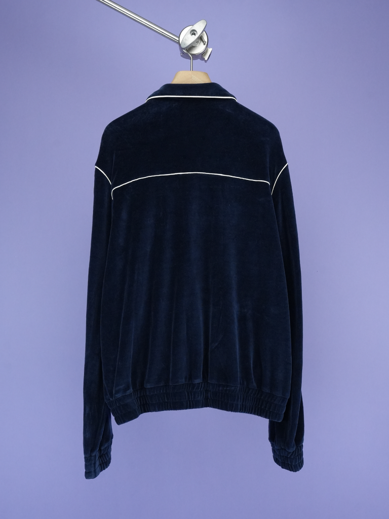 Celine Triomphe Tracksuit Jacket in Velvet Jersey Navy