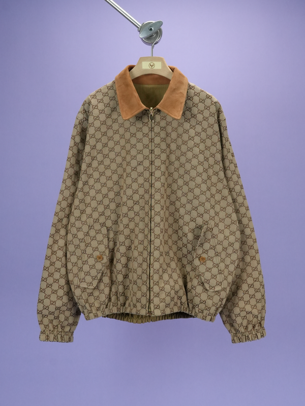 Gucci Reversible Khaki GG Jacket Brown