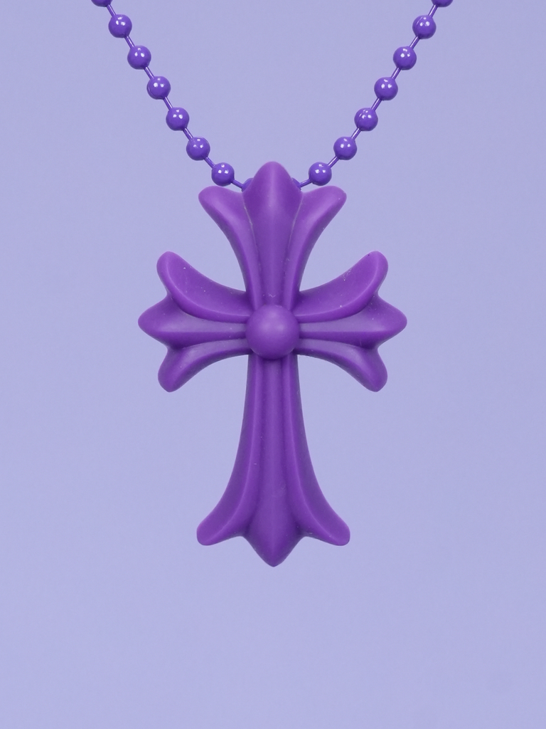 Chrome Hearts Cross Necklace In Silicone Purple