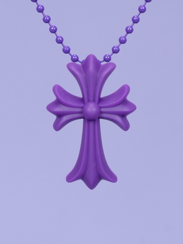 Chrome Hearts Cross Necklace In Silicone Purple