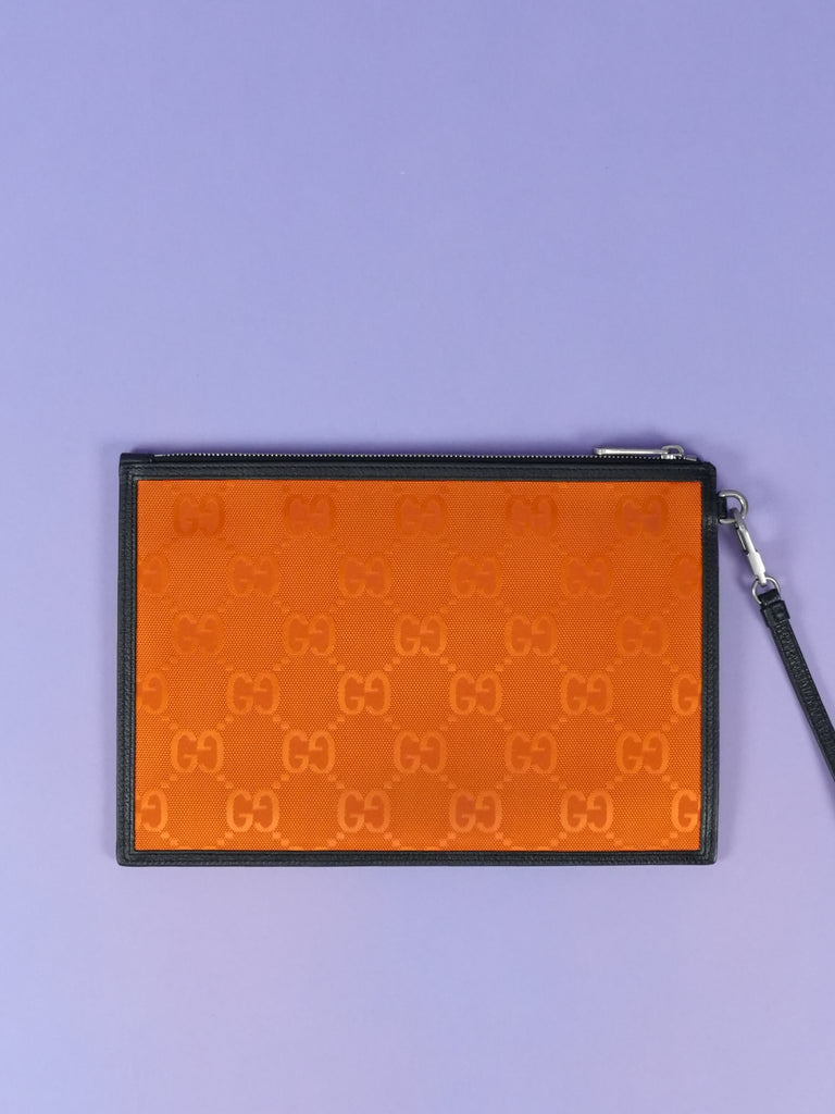 Gucci GG Nylon Off The Grid Clutch Orange