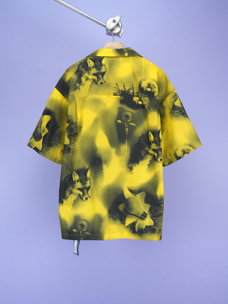 Prada Short Sleeved Printed Re Nylon Shirt Yellow