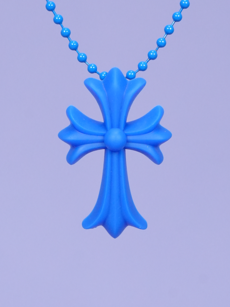 Chrome Hearts Cross Necklace In Silicone Blue