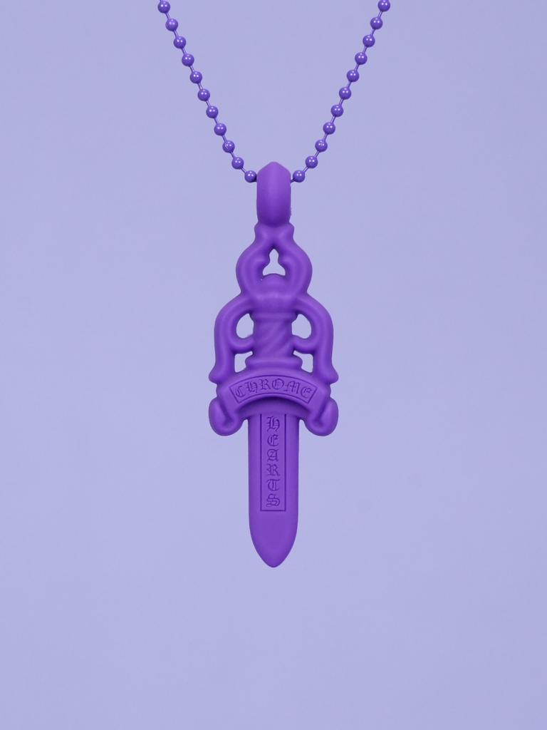 Chrome Hearts Dagger Necklace In Silicone Purple