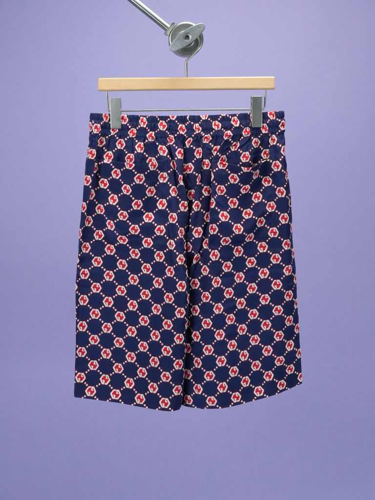 Gucci GG Hexagon Silk Crepe Shorts Blue